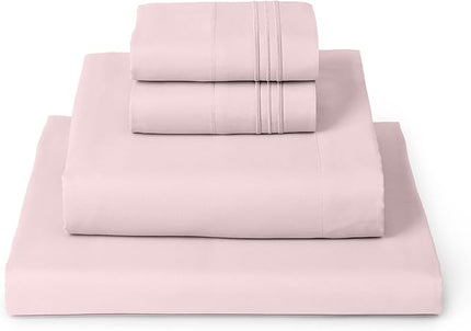 Mellanni Twin XL Sheets Set - 4 Piece Iconic Collection Bedding Sheets & Pillowcases - Soft, Cooling Bed Sheets - Deep Pocket up to 16 inch - 4 PC (Twin Extra Long, Blush Pink w/Extra Pillow Case) - LeafyLoom