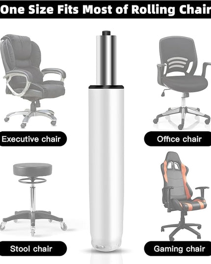Office Chair Cylinder Replacement,Heavy Duty Gas Lift Cylinder for Office Desk Chairs/Gaming Chair,Gas Lift Hydraulic/Pneumatic Piston, Universal Size (Premium White) - LeafyLoom