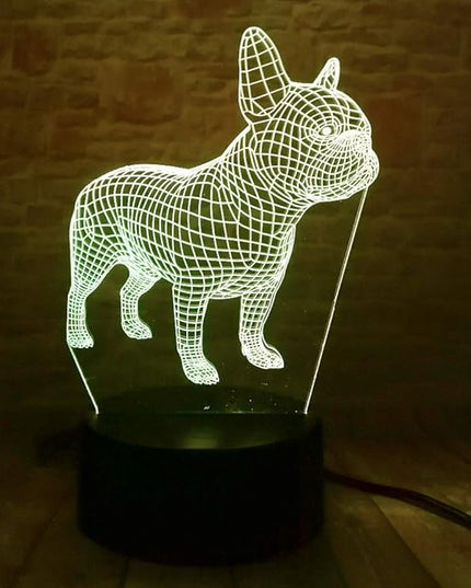 French Bulldog Night Light 3D Illusion Table Lamp Puppy Dog 7 Changing Color Toys Birthday Christmas Gifts for Kids Boys Girls Home Bed Room Decor - LeafyLoom