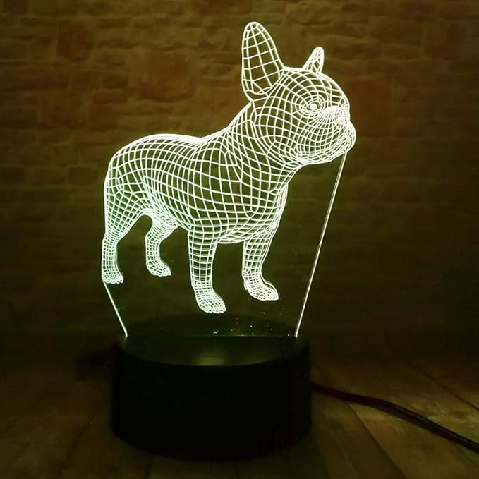 French Bulldog Night Light 3D Illusion Table Lamp Puppy Dog 7 Changing Color Toys Birthday Christmas Gifts for Kids Boys Girls Home Bed Room Decor - LeafyLoom