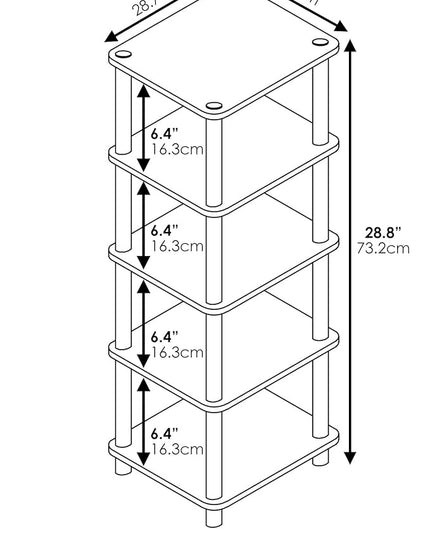 Furinno LACi 4-Bins System Rack, 11.3(W) x 28.8(H) Inch, Espresso/Black - LeafyLoom
