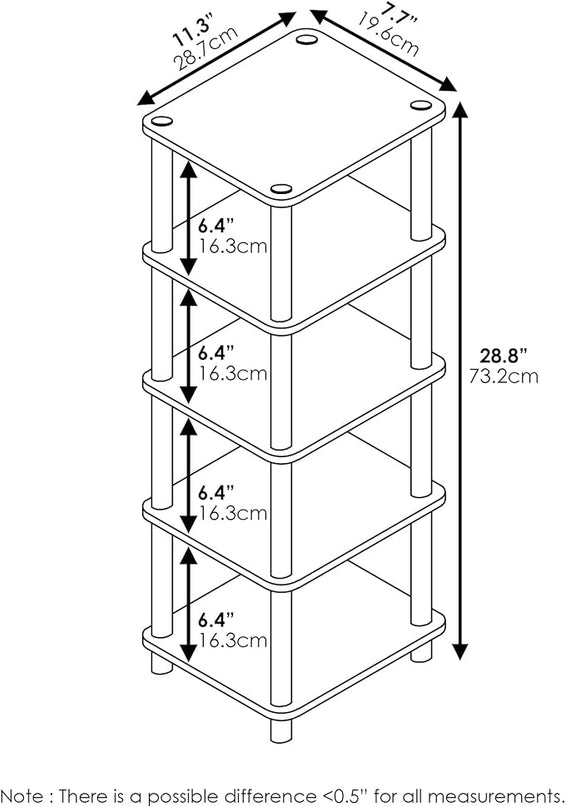 Furinno LACi 4-Bins System Rack, 11.3(W) x 28.8(H) Inch, Espresso/Black - LeafyLoom