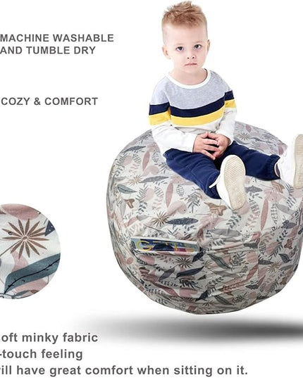 Bean Bag Chair COVER -(NO BEANS) for kids Teens, zipper opening, soft velvet, X-Large (34" leaves) - LeafyLoom