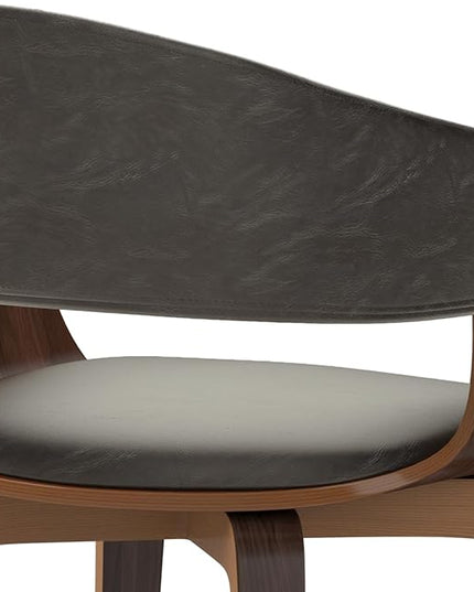 SIMPLIHOME Lowell 17 Inch Mid Century Modern Bentwood Dining Chair in Distressed Brown Vegan Faux Leather, for The Dining Room - LeafyLoom