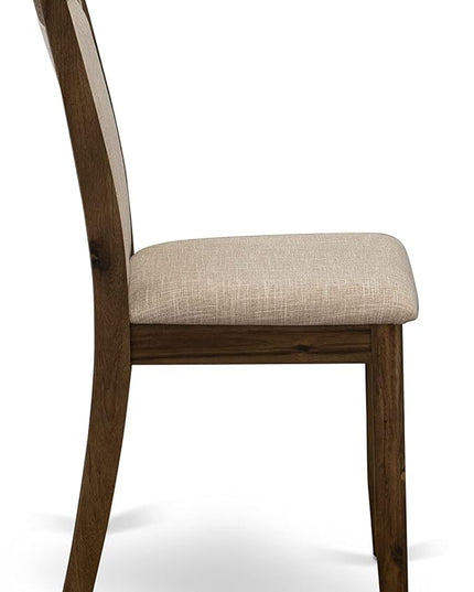 East West Furniture Dublin 5 Piece Kitchen Set for 4 Includes a Round Room Table with Dropleaf and 4 Light Tan Linen Fabric Parsons Dining Chairs, 42x42 Inch, Natural Walnut - LeafyLoom