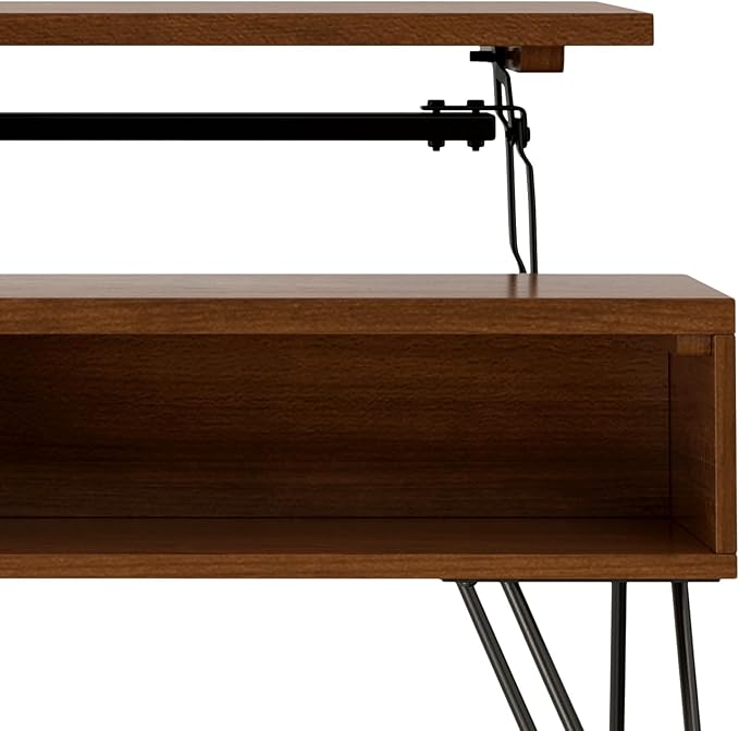 SIMPLIHOME Hunter Lift Top Coffee Table, 48 inch, Walnut Veneer - LeafyLoom