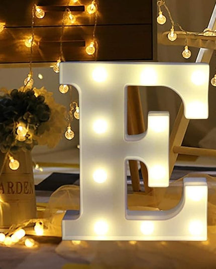 LED Marquee Letter Lights Sign E 26 Alphabet Light Up Letters Sign for Night Light Wedding Birthday Party Battery Powered Christmas Lamp Home Bar Decoration (E) - LeafyLoom