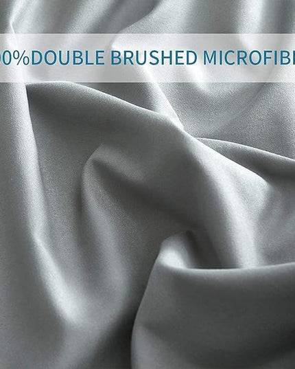 Bed Sheet Set - Brushed Microfiber Bedding - Bedding Sheets & Pillowcases - Deep Pockets - Easy Fit - Breathable & Soft Hotel Sheets- 4 Piece Queen Light Gray - LeafyLoom
