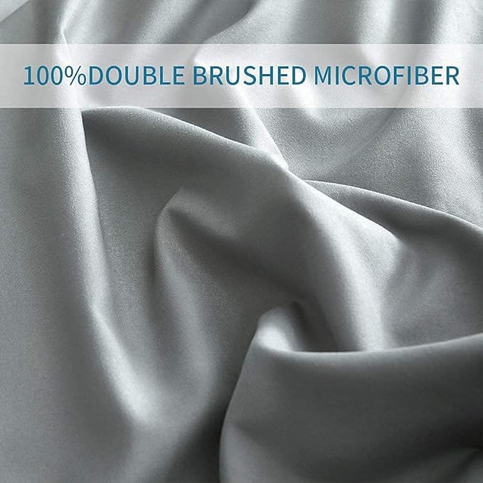 Bed Sheet Set - Brushed Microfiber Bedding - Bedding Sheets & Pillowcases - Deep Pockets - Easy Fit - Breathable & Soft Hotel Sheets- 4 Piece Queen Light Gray - LeafyLoom