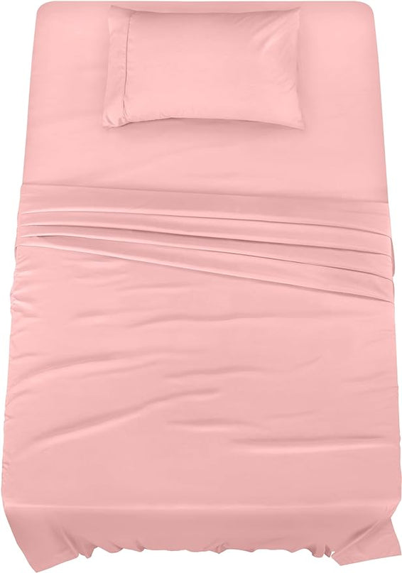 Utopia Bedding Twin Bed Sheets Set - 3 Piece Bedding - Brushed Microfiber - Shrinkage and Fade Resistant - Easy Care (Twin, Pink) - LeafyLoom