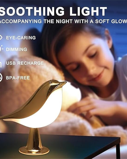 FUYUNXIN Bird Lamp Bedside Lamps - Rechargeable Cordless Table Lamp with 3 Color Temperatures and Touch Sensor - Perfect for Bedroom Nightstand (Gold) - LeafyLoom