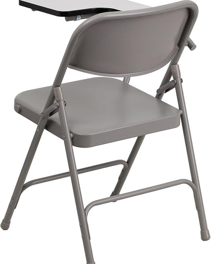 Flash Furniture Rutherford Steel Folding Chair with Right Handed Tablet Arm, Commercial Foldable Conference Room Tablet Arm Chair, Set of 2, Gray - LeafyLoom