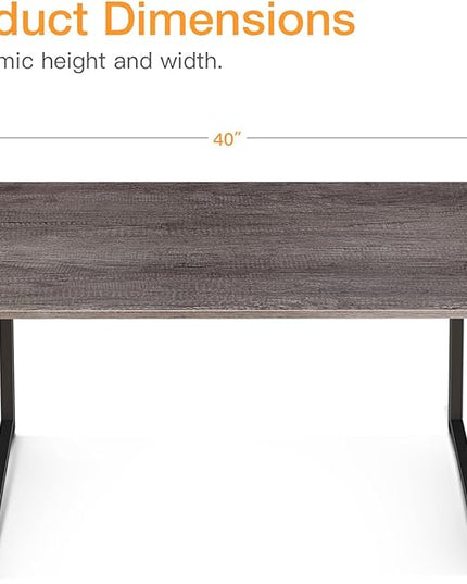 Coleshome 40 Inch Computer Desk, Modern Simple Style Desk for Home Office, Study Student Writing Desk, Grey Oak - LeafyLoom