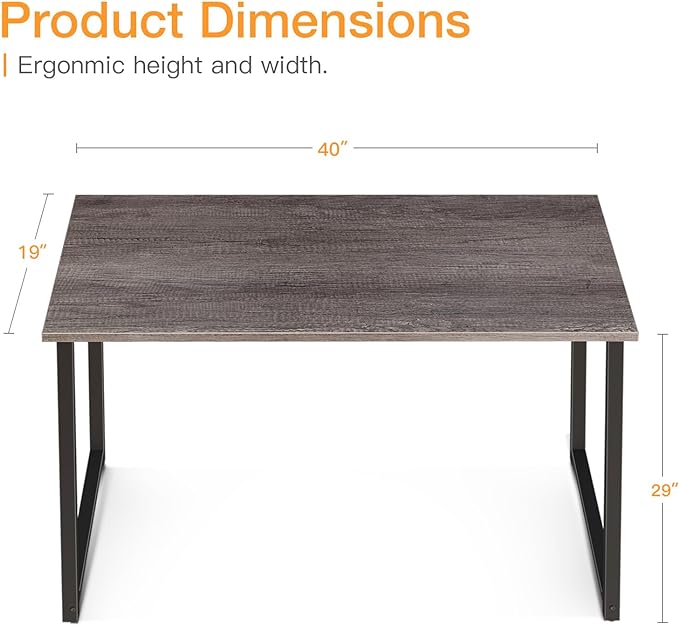 Coleshome 40 Inch Computer Desk, Modern Simple Style Desk for Home Office, Study Student Writing Desk, Grey Oak - LeafyLoom
