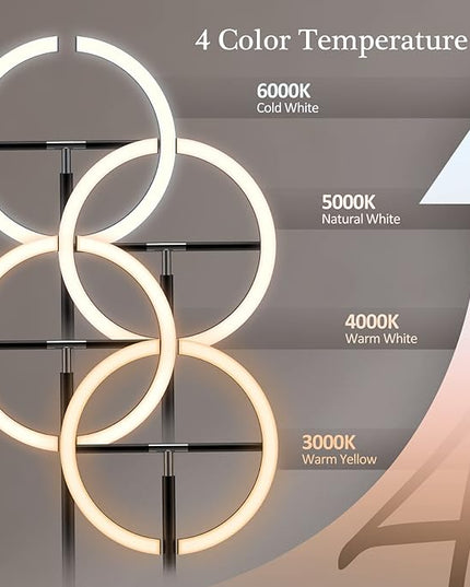 FIMEI Split Floor Lamp for Living Room, Modern Bright LED Standing Lamp, Eye-Protection Stepless Dimmable and 3000K-6000K, for Bedroom Office, Black - LeafyLoom