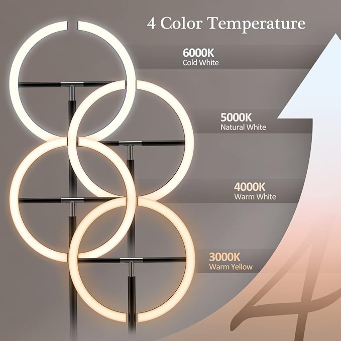 FIMEI Split Floor Lamp for Living Room, Modern Bright LED Standing Lamp, Eye-Protection Stepless Dimmable and 3000K-6000K, for Bedroom Office, Black - LeafyLoom