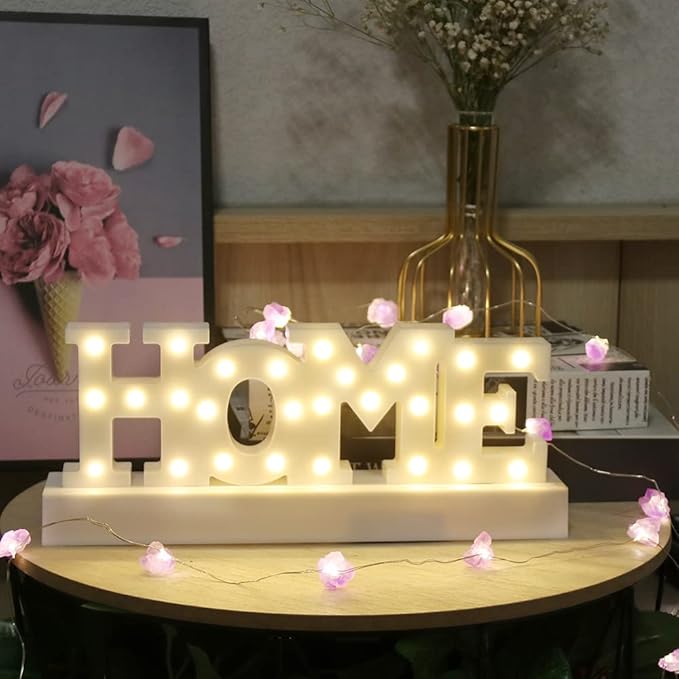 GUOCHENG Home Letter Decor Light LED Alphabet Marquee Light Sign Home Decorative Mood Table Lamps for Bedroom Children Kids Room Nursery Everyday Indoor Motif Decor - LeafyLoom