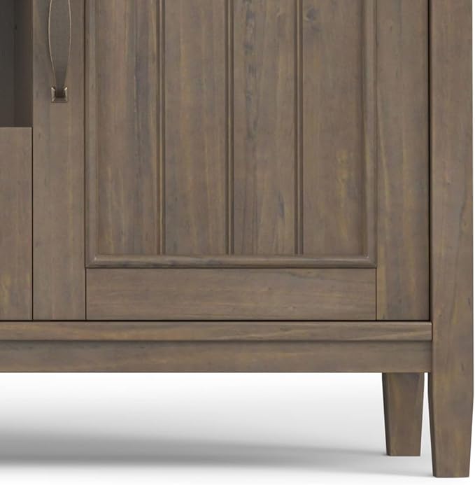 SIMPLIHOME Lev SOLID WOOD 53 Inch Wide Contemporary TV Media Stand in Smoky Brown for TVs up to 60 Inches, for The Living Room and Entertainment Center - LeafyLoom