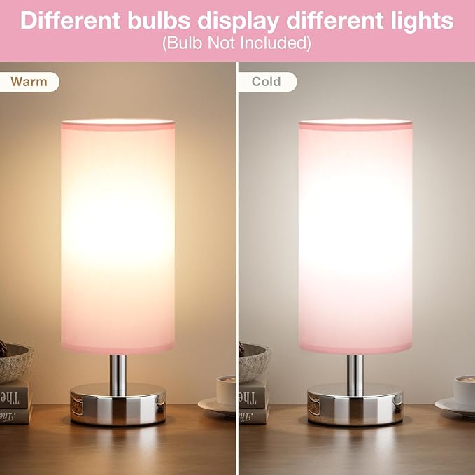 Small Table Lamp for Bedroom - Bedside Lamps for Night Stands, Minimalist Nightstand Light Lamp, Desk Lamps for Reading Room, Kids Room, Living Room, Office, Dorm - LeafyLoom