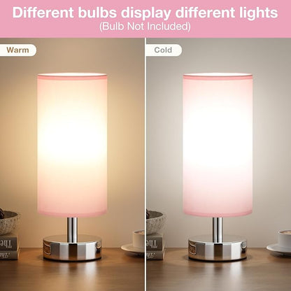 Small Table Lamp for Bedroom - Bedside Lamps for Night Stands, Minimalist Nightstand Light Lamp, Desk Lamps for Reading Room, Kids Room, Living Room, Office, Dorm - LeafyLoom