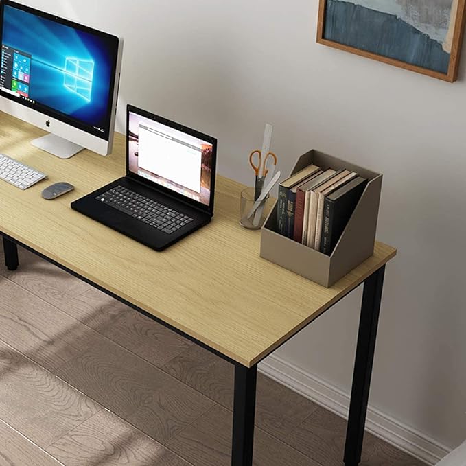 SogesGame Computer Desk, 63 inches Office Desk Computer Table Study Writing Desk Workstation for Home Office, Teak Dining Table - LeafyLoom