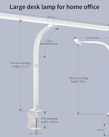 EppieBasic LED Desk Lamp, 24W Architect Clamp Task Table Lamp, Office Desk Lamp Super Bright Extra Wide Area Drafting Work Light,6 Color Modes and Stepless Dimming for Workbench, Reading, Monitor - LeafyLoom