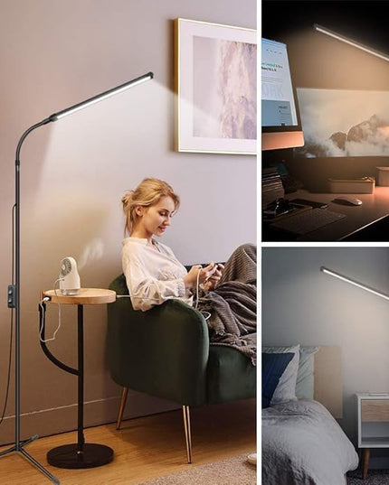 Bright LED Floor Lamp Adjustable Gooseneck Standing Eyelash Light for Eyelash Extensions Facial Spa Salon Makeup Task Reading lamp - LeafyLoom