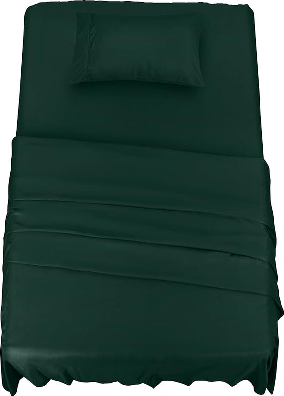 Utopia Bedding Twin Bed Sheets Set - 3 Piece Bedding - Brushed Microfiber - Shrinkage and Fade Resistant - Easy Care (Twin, Emerald) - LeafyLoom