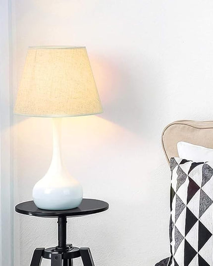 SEHERTIWY Table Lamp Set of 2, Small Bedside Lamps for Bedroom, Modern Lamp with White Fabric Shade,Nightstand Desk Lamp for Living Room Rustic Office Dorm - LeafyLoom