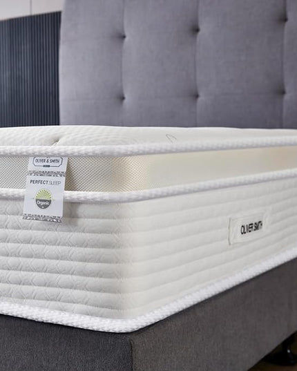 Oliver & Smith 12 Inch Hybrid Twin Bed Mattress Pocketed Coil Spring High Density Cold Foam Polyester Cover Comfort Plush Euro Pillow Top Medium Firm - LeafyLoom