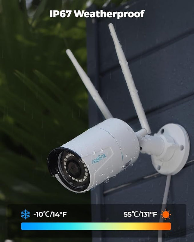 REOLINK Plug-in Outdoor WiFi Security Camera, 5MP HD Dual Band Wired Wi-Fi Camera for Home Security-2.4/5 Ghz, Smart Detection, Motion Detection, Night Vision, IP67 Waterproof, RLC-510WA REOLINK