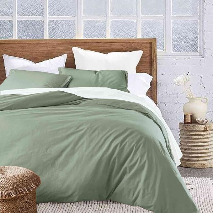 ETDIFFE Sage Green King Comforter Set, 3 Piece Aesthetic Modern Bedding Set - All Season Farmhouse Soft & Lightweight Microfiber Down Alternative Comforter Bed Set with 2 Pillow Shams for Women Men - LeafyLoom
