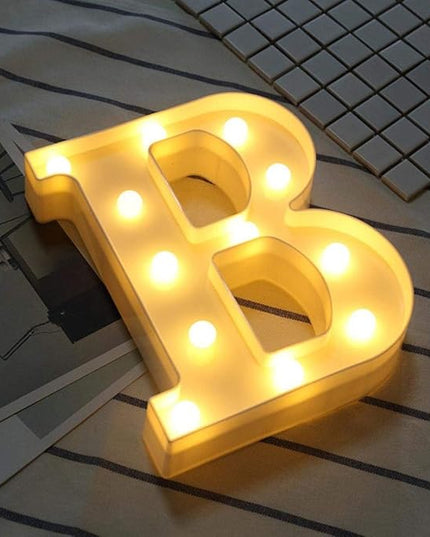 LED Marquee Letter Lights Sign 26 Alphabet Light Up Letters Sign for Night Light Wedding Birthday Party Battery Powered Christmas Lamp Home Bar Decoration (B) - LeafyLoom