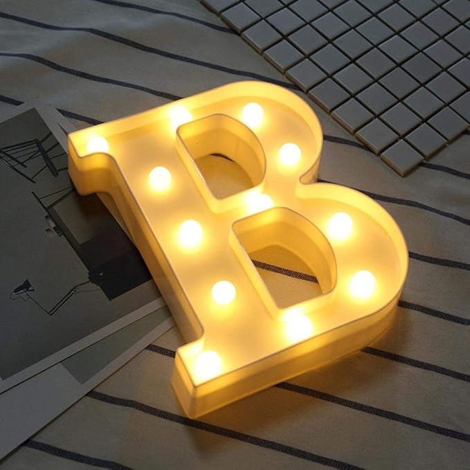 LED Marquee Letter Lights Sign 26 Alphabet Light Up Letters Sign for Night Light Wedding Birthday Party Battery Powered Christmas Lamp Home Bar Decoration (B) - LeafyLoom