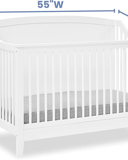 Delta Children Campbell 6-in-1 Convertible Crib - Greenguard Gold Certified, Bianca White - LeafyLoom