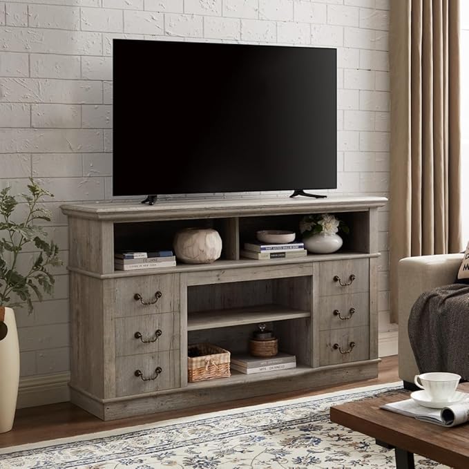 NicBex TV Stand for 65 Inch TV Modern TV Media Console Table with Open and Closed Storage Space,Entertainment Center with Storage for Living Room,60 Inch,Light Grey - LeafyLoom