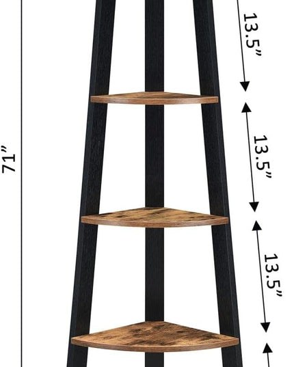Convenience Concepts Newport 5-Tier Corner Bookshelf, Barnwood/Black - LeafyLoom