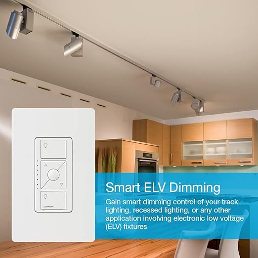 Lutron Caseta Original Smart Dimmer Switch ELV+ (Lutron Hub Required), 250W LED, Single-Pole/3-Way, Neutral Required, PD-5NE-LA, Light Almond Lutron