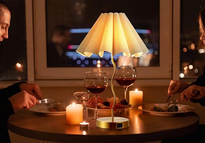 Table Lamps for Bedroom Modern Single Table Lamp for Night Stands Beside Lamps Living Room End Table Lamp (Gold) - LeafyLoom