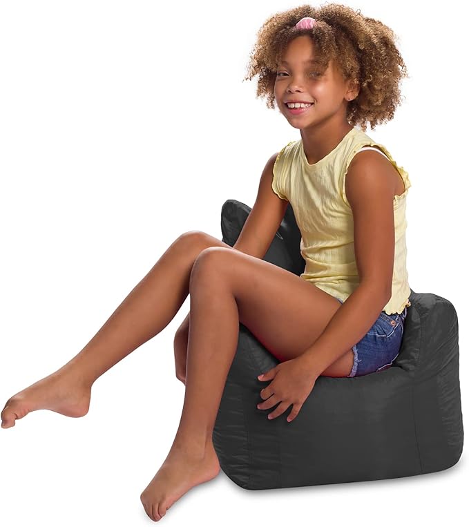 Posh Creations Structured Comfy Bean Bag Chair for Gaming, Reading, and Watching TV, Pasadena Chair, Microsuede - Charcoal Gray - LeafyLoom