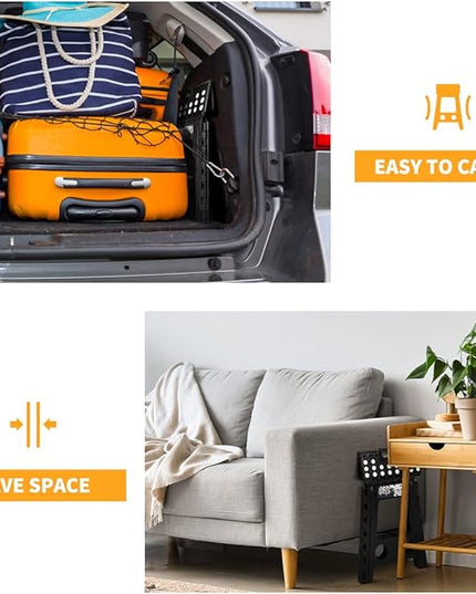 Delxo 16” Folding Step Stool in Black,1 Pack Premium Heavy Duty Foldable Stool for Adults,Portable Collapsible Plastic Step Stool,Non Slip Folding Stools for Kitchen Bathroom Bedroom Up to 400LBS - LeafyLoom