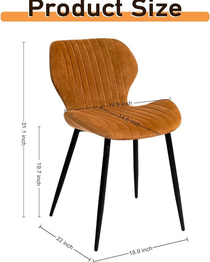 CangLong Mid Century Modern Upholstered Dining Chairs with Metal Legs, Accent Chairs for Kitchen, Living Room, Set of 2, Brown - LeafyLoom