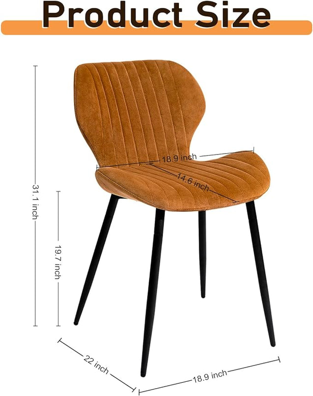 CangLong Mid Century Modern Upholstered Dining Chairs with Metal Legs, Accent Chairs for Kitchen, Living Room, Set of 2, Brown - LeafyLoom