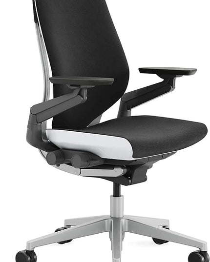 Steelcase Gesture Office Chair - Ergonomic Work Chair with Wheels for Carpet - Comfortable Office Chair - Intuitive-to-Adjust Chairs for Desk - 360-Degree Arms - Licorice Fabric - LeafyLoom