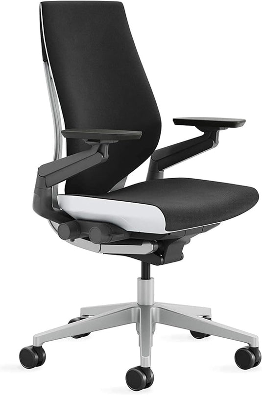 Steelcase Gesture Office Chair - Ergonomic Work Chair with Wheels for Carpet - Comfortable Office Chair - Intuitive-to-Adjust Chairs for Desk - 360-Degree Arms - Licorice Fabric - LeafyLoom