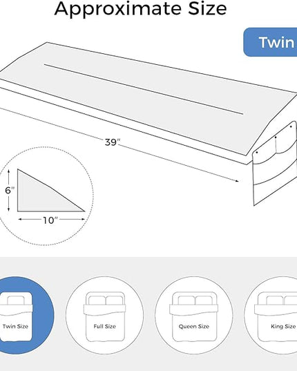 TINA'S HOME Bed Wedge Pillow for Headboard - Adjustable Mattress Gap Filler (0-8"), Headboard Pillow Bed Gap Filler Twin (39"x10"x6") - LeafyLoom