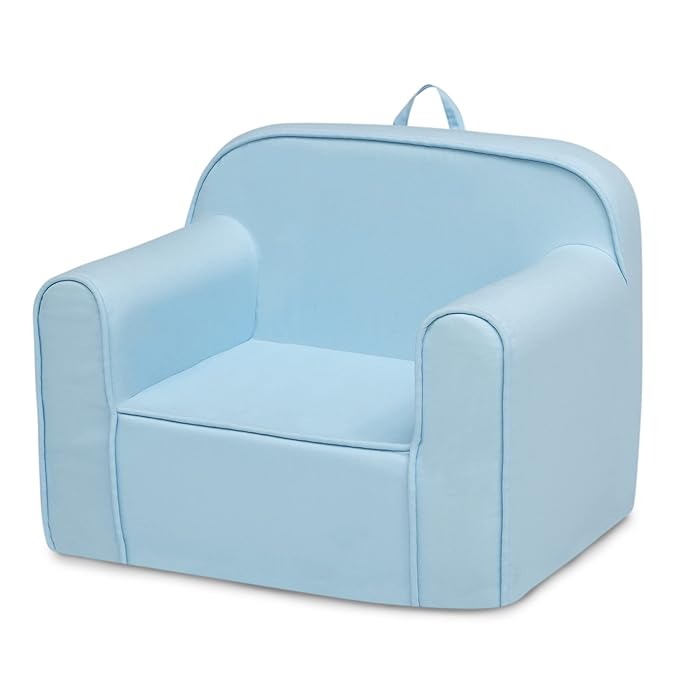 Delta Children Cozee Chair for Kids for Ages 18 Months and Up, Light Blue - LeafyLoom