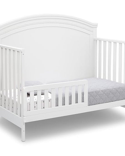 Delta Children Simmons Kids SlumberTime Emma 4-in-1 Convertible Baby Crib N More - Greenguard Gold Certified, Bianca White - LeafyLoom