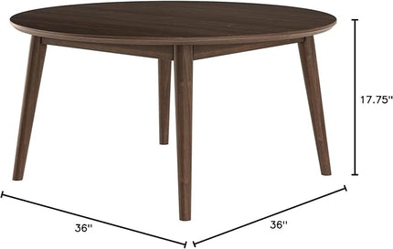 Plank+Beam Mid Century Modern Coffee Table, 36 Inch Wood Coffee Tables for Living Room, Round Center Table, Cocktail Table for Small Spaces, Walnut - LeafyLoom