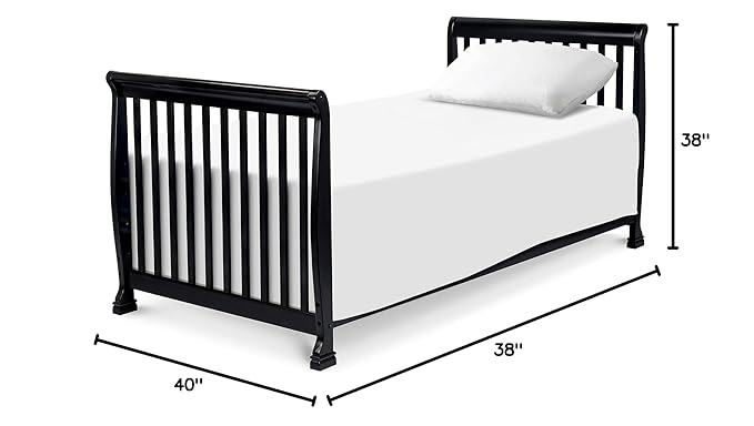 DaVinci Kalani 4-in-1 Convertible Mini Crib in Ebony | Greenguard Gold Certified - LeafyLoom